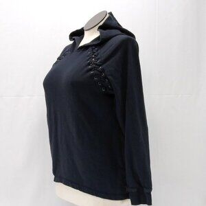 RVCA Soulfire Ladies Large Braided Black Sweatshirt Hoodie Raglan Sleeves - HTF